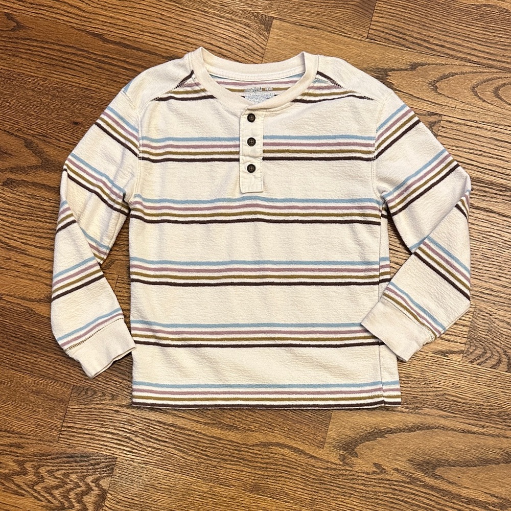 GUC Cat & Jack Cream Multicolor Striped Long Sleeve Tee; S